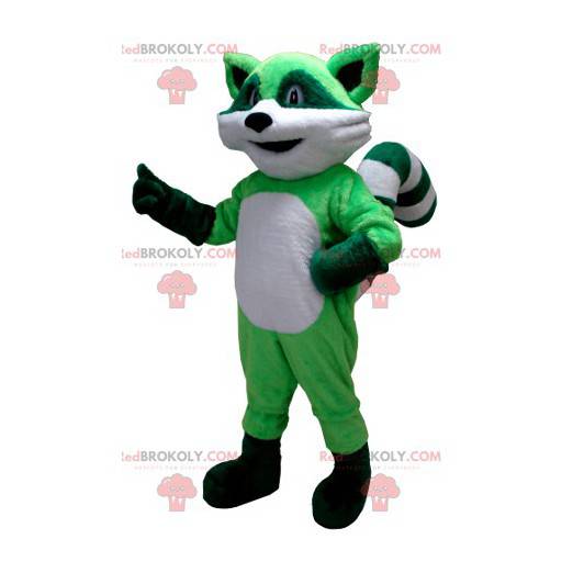 Green and white raccoon mascot - Redbrokoly.com