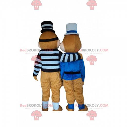 2 squirrel mascots, a prisoner and a policeman - Redbrokoly.com
