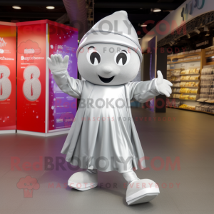 Silver Pho mascot costume character dressed with a Culottes and Shoe laces