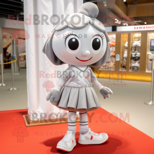 Silver Pho mascot costume character dressed with a Culottes and Shoe laces
