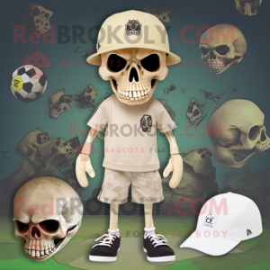 Beige Skull mascot costume character dressed with a Swimwear and Hats