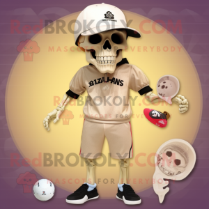 Beige Skull mascot costume character dressed with a Swimwear and Hats