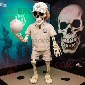 Beige Skull mascot costume character dressed with a Swimwear and Hats