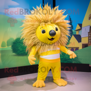 Geel stekelvarken mascotte...