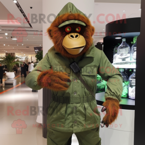 Olive Orangutan mascot costume character dressed with a Jacket and Bracelet watches