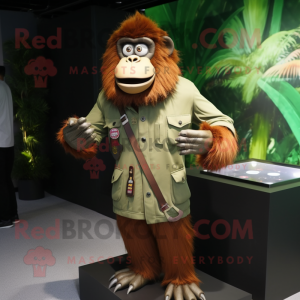 Olive Orangutan mascot costume character dressed with a Jacket and Bracelet watches