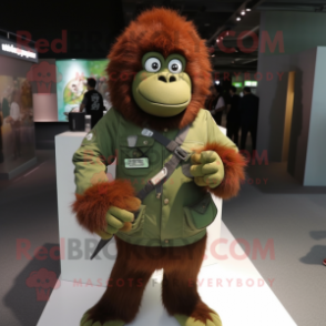 Olive Orangutan mascot costume character dressed with a Jacket and Bracelet watches