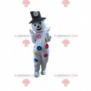 Snowman mascot with flowers and a hat - Redbrokoly.com