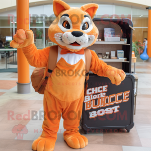 Orange Bobcat- maskotdräkt...