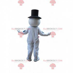 Snowman mascot with flowers and a hat - Redbrokoly.com