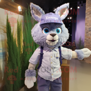 Lavender Lynx mascot costume character dressed with a Oxford Shirt and Beanies