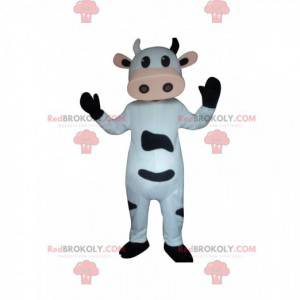 Mascotte de vache blanche et noire, costume de vachette -