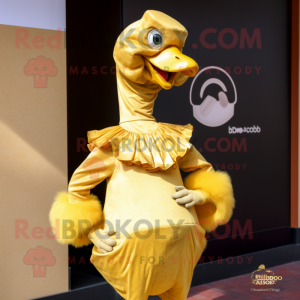 Gold Dodo Bird maskot drakt...
