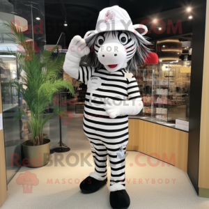 nan Zebra mascot costume character dressed with a Jeggings and Hats