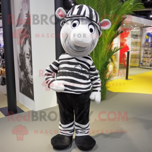 nan Zebra mascot costume character dressed with a Jeggings and Hats