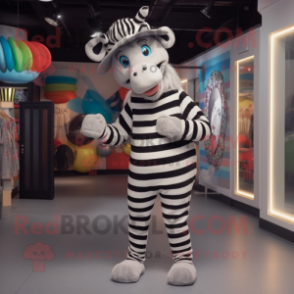 nan Zebra mascot costume character dressed with a Jeggings and Hats