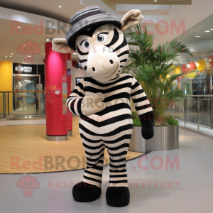 nan Zebra mascot costume character dressed with a Jeggings and Hats