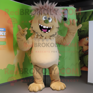 Tan Frankenstein'S Monster mascot costume character dressed with a Playsuit and Earrings