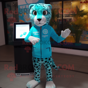 Turquoise Leopard mascotte...