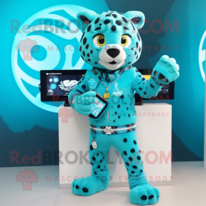 Turquoise Leopard mascotte...