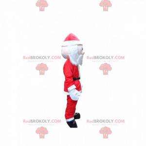Bärtiges Weihnachtsmann-Maskottchen mit einem rot-weißen Outfit