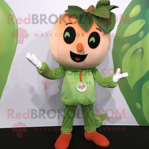Peach Beanstalk mascot costume character dressed with a Long Sleeve Tee and Bracelets