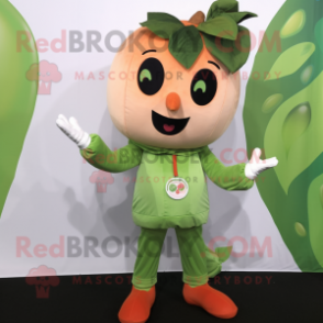 Peach Beanstalk mascot costume character dressed with a Long Sleeve Tee and Bracelets