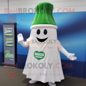 White Celery mascot costume character dressed with a Midi Dress and Beanies