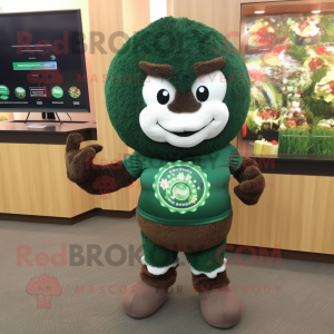 Forest Green Meatballs mascot costume character dressed with a Rash Guard and Bracelet watches