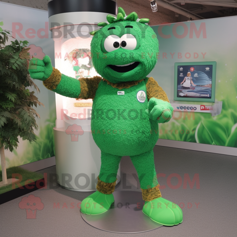 Forest Green Meatballs mascot costume character dressed with a Rash Guard and Bracelet watches