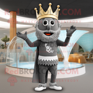 Gray King mascot costume character dressed with a Swimwear and Hair clips