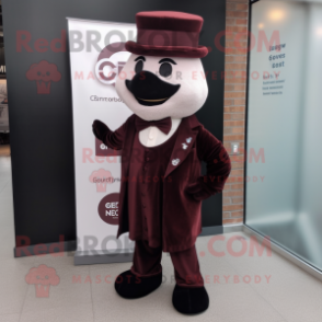 Maroon Guinness mascot costume character dressed with a Dress Pants and Bow ties