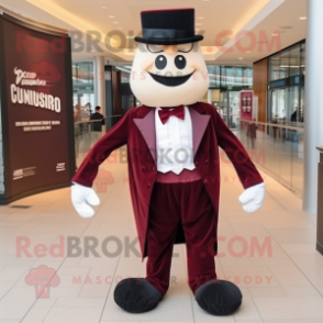 Maroon Guinness mascot costume character dressed with a Dress Pants and Bow ties