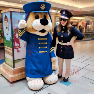 Navy Chief mascot costume character dressed with a Maxi Skirt and Watches