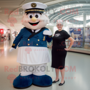 Navy Chief mascot costume character dressed with a Maxi Skirt and Watches