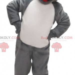 Grijze en witte hond mascotte - Redbrokoly.com