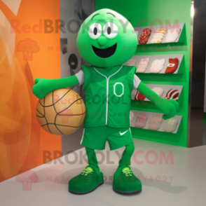 Green Handball Ball mascot costume character dressed with a Romper and Tote bags