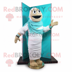 Cyan Mummy maskot kostume...