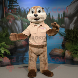 Beige Otter maskot kostume...