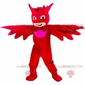 Mascotte d'homme, de super-héros masqué avec un costume rouge -