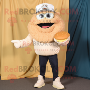 Cream Pulled Pork Sandwich mascot costume character dressed with a Jeggings and Caps