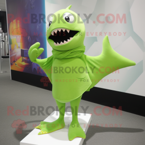 Lime Green Shark mascotte...