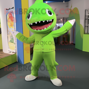 Lime Green Shark mascotte...