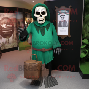 Forest Green Graveyard mascot costume character dressed with a Henley Tee and Handbags