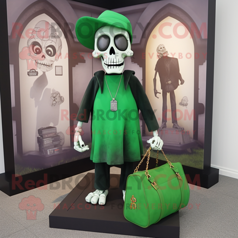 Forest Green Graveyard mascot costume character dressed with a Henley Tee and Handbags Forest Green Graveyard mascot costume character dressed with a Henley Tee and Handbags