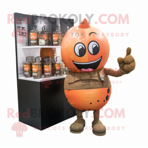 Rust Grenade mascot costume character dressed with a Mini Dress and Pocket squares