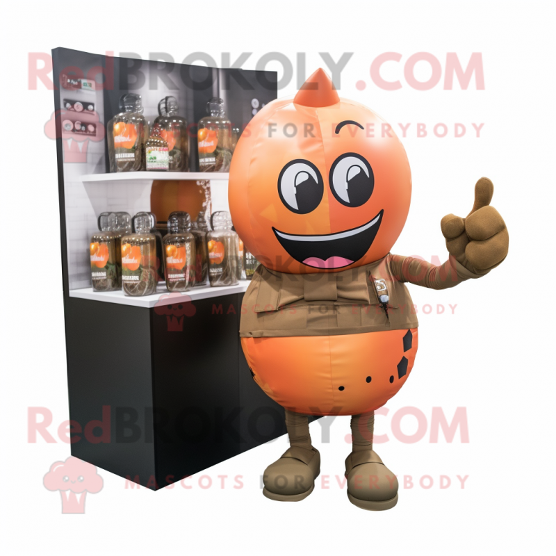 Rust Grenade mascot costume character dressed with a Mini Dress and Pocket squares Rust Grenade mascot costume character dressed with a Mini Dress and Pocket squares
