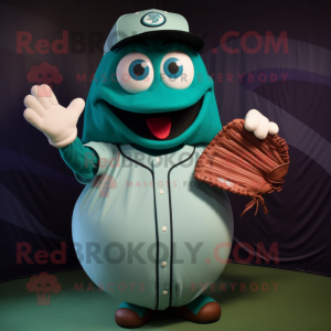 Teal Baseball Glove mascot costume character dressed with a Circle Skirt and Gloves