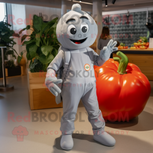 Sølv tomat maskot kostume...