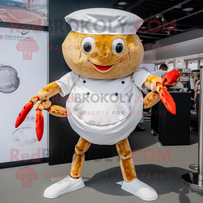 White Crab Cakes mascot costume character dressed with a Bodysuit and Anklets